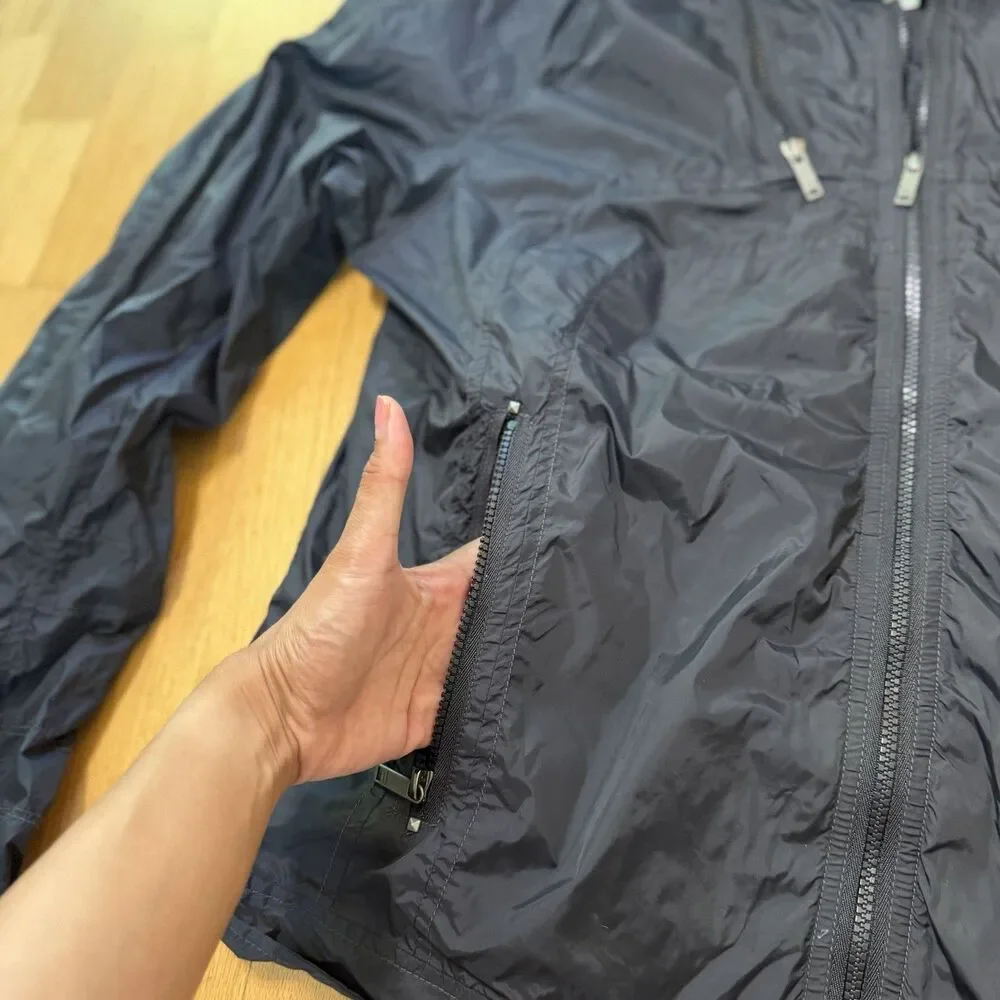 VTG Diesel Technical Nylon Flight Jacket Packable Windbreaker Zip Black Men XXXL